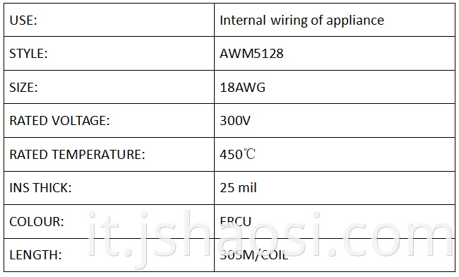 Mica wrapped wire AWM5128 18# ERCU